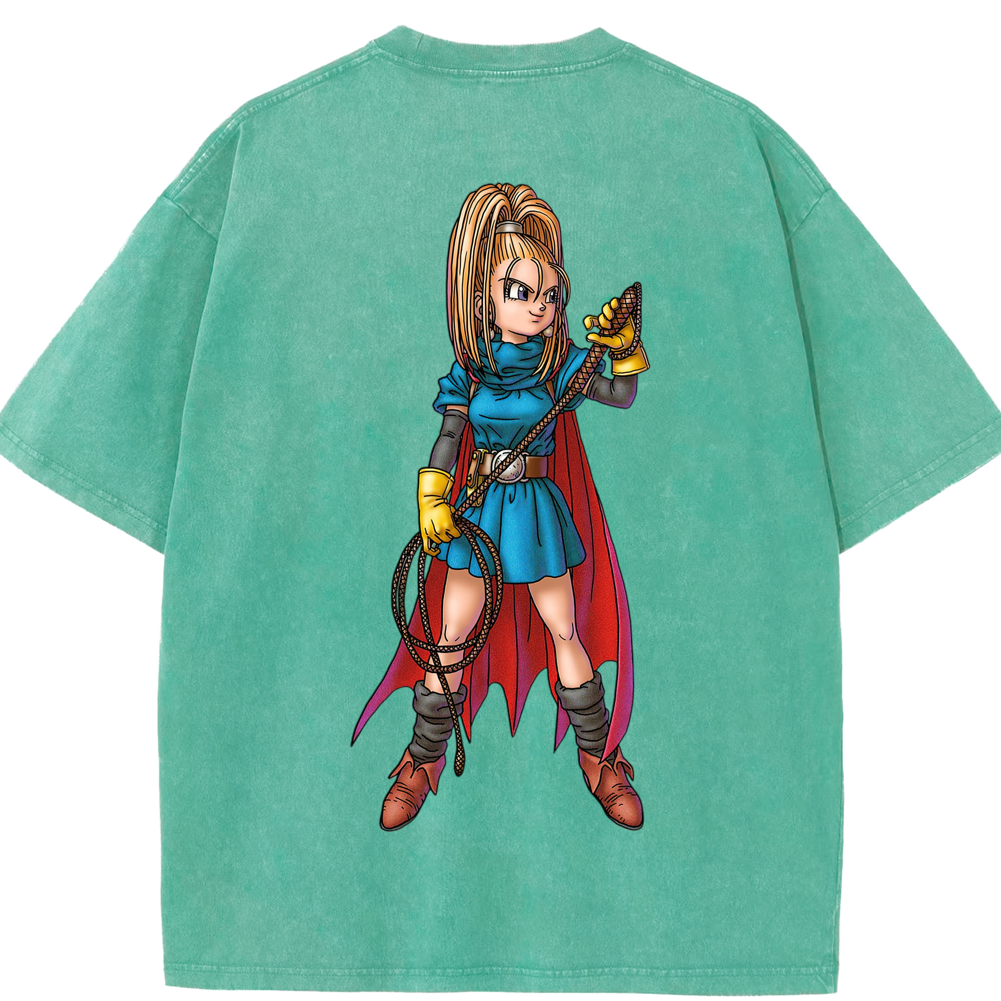 （画像用） ドラゴンクエスト Doragon Kuesuto Dragon Quest 綿100% ヴィンテージ風 半袖Tシャツ（背面プリント）